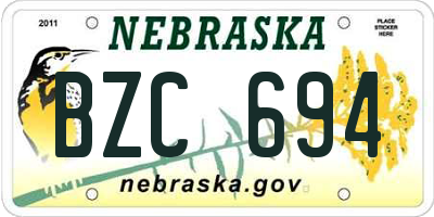NE license plate BZC694