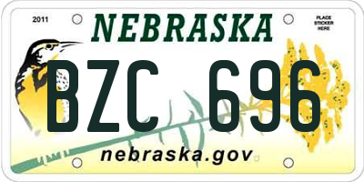 NE license plate BZC696