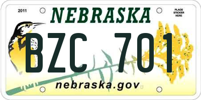 NE license plate BZC701