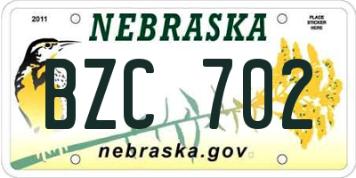 NE license plate BZC702