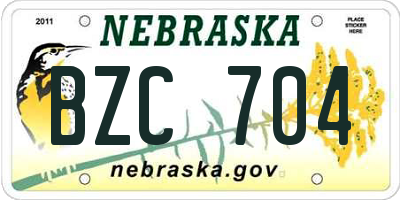 NE license plate BZC704