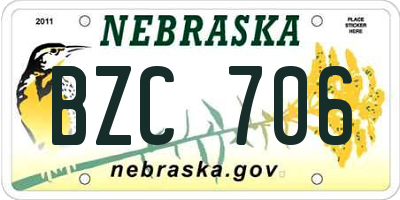 NE license plate BZC706