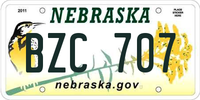 NE license plate BZC707
