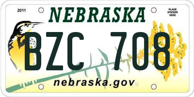 NE license plate BZC708