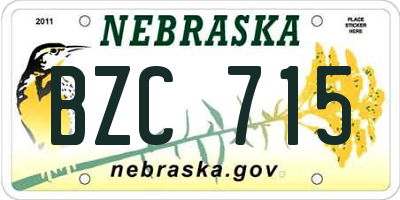 NE license plate BZC715