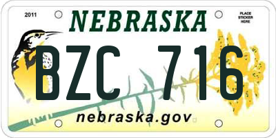 NE license plate BZC716