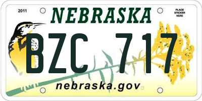 NE license plate BZC717