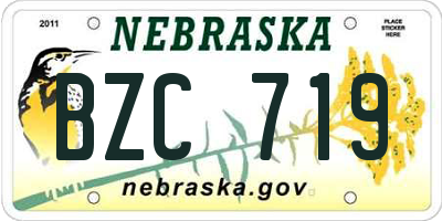 NE license plate BZC719