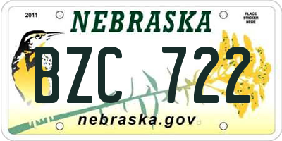 NE license plate BZC722