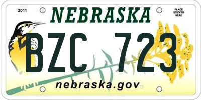 NE license plate BZC723