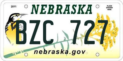 NE license plate BZC727