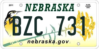 NE license plate BZC731