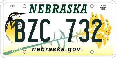 NE license plate BZC732