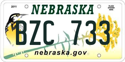 NE license plate BZC733