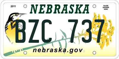 NE license plate BZC737
