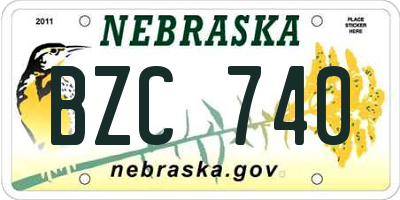NE license plate BZC740