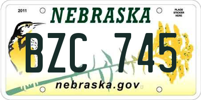 NE license plate BZC745