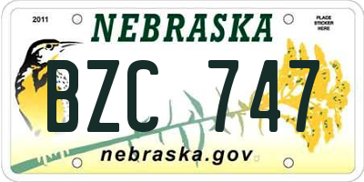 NE license plate BZC747