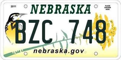NE license plate BZC748