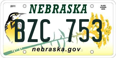 NE license plate BZC753