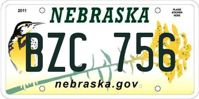 NE license plate BZC756