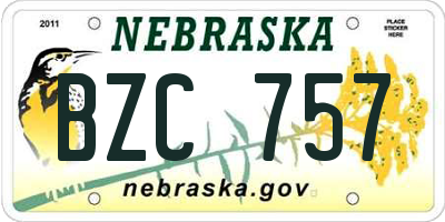 NE license plate BZC757