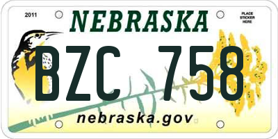 NE license plate BZC758