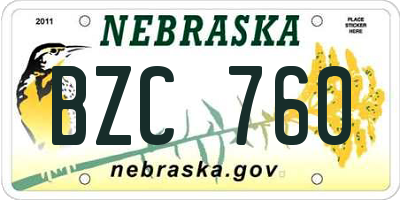 NE license plate BZC760