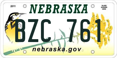 NE license plate BZC761