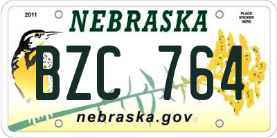 NE license plate BZC764