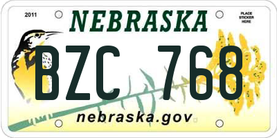 NE license plate BZC768