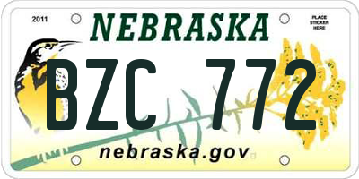 NE license plate BZC772