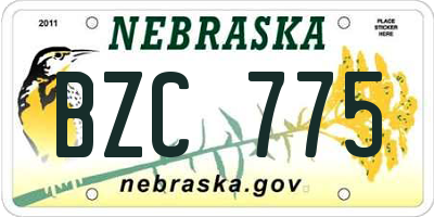 NE license plate BZC775