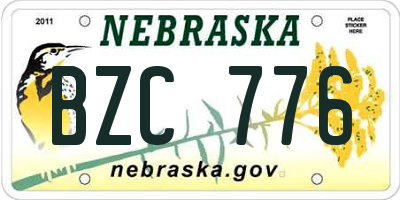NE license plate BZC776