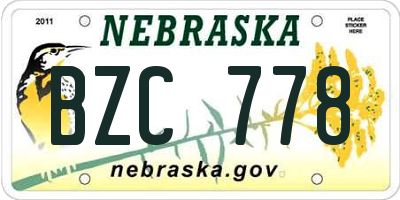 NE license plate BZC778