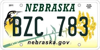 NE license plate BZC783