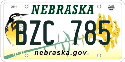 NE license plate BZC785