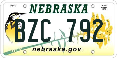 NE license plate BZC792