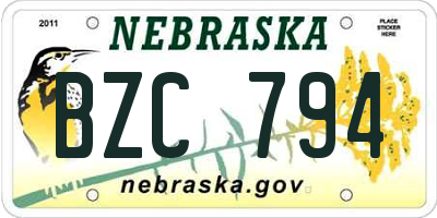 NE license plate BZC794