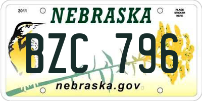 NE license plate BZC796
