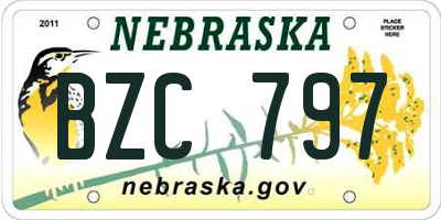 NE license plate BZC797