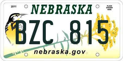 NE license plate BZC815