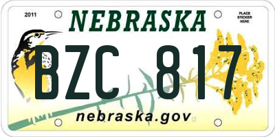NE license plate BZC817