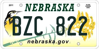 NE license plate BZC822