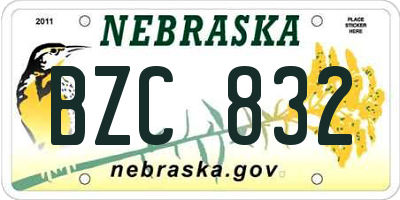 NE license plate BZC832
