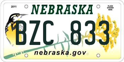 NE license plate BZC833