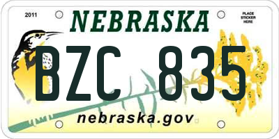 NE license plate BZC835