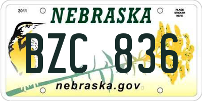 NE license plate BZC836