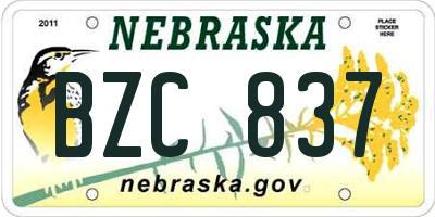 NE license plate BZC837