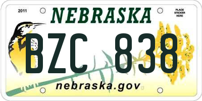 NE license plate BZC838